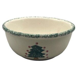 Chrsimas bowl nut candy dish serving H.S. tree green dot border 5x2.5" READ